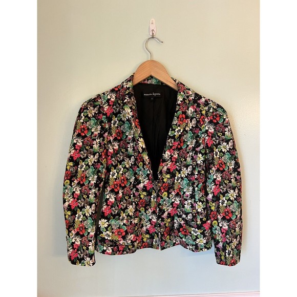 NANETTE LEPORE 0 floral zip front blazer jacket - Picture 1 of 6